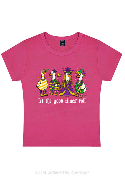 Let The Good Times Roll Y2K Baby Tee Cherrykitten