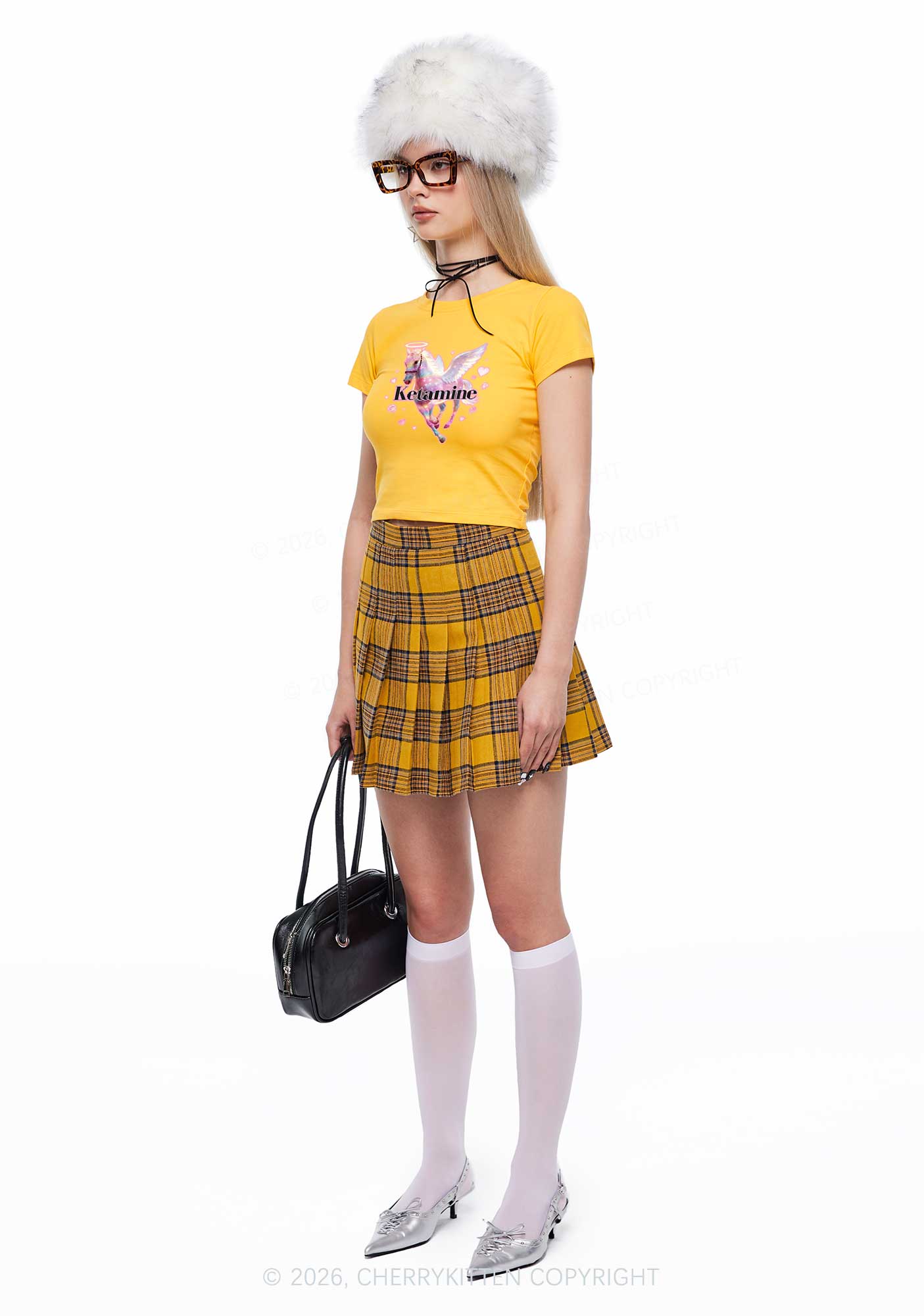 Angel K Horse Valentine's Day Y2K Baby Tee Cherrykitten