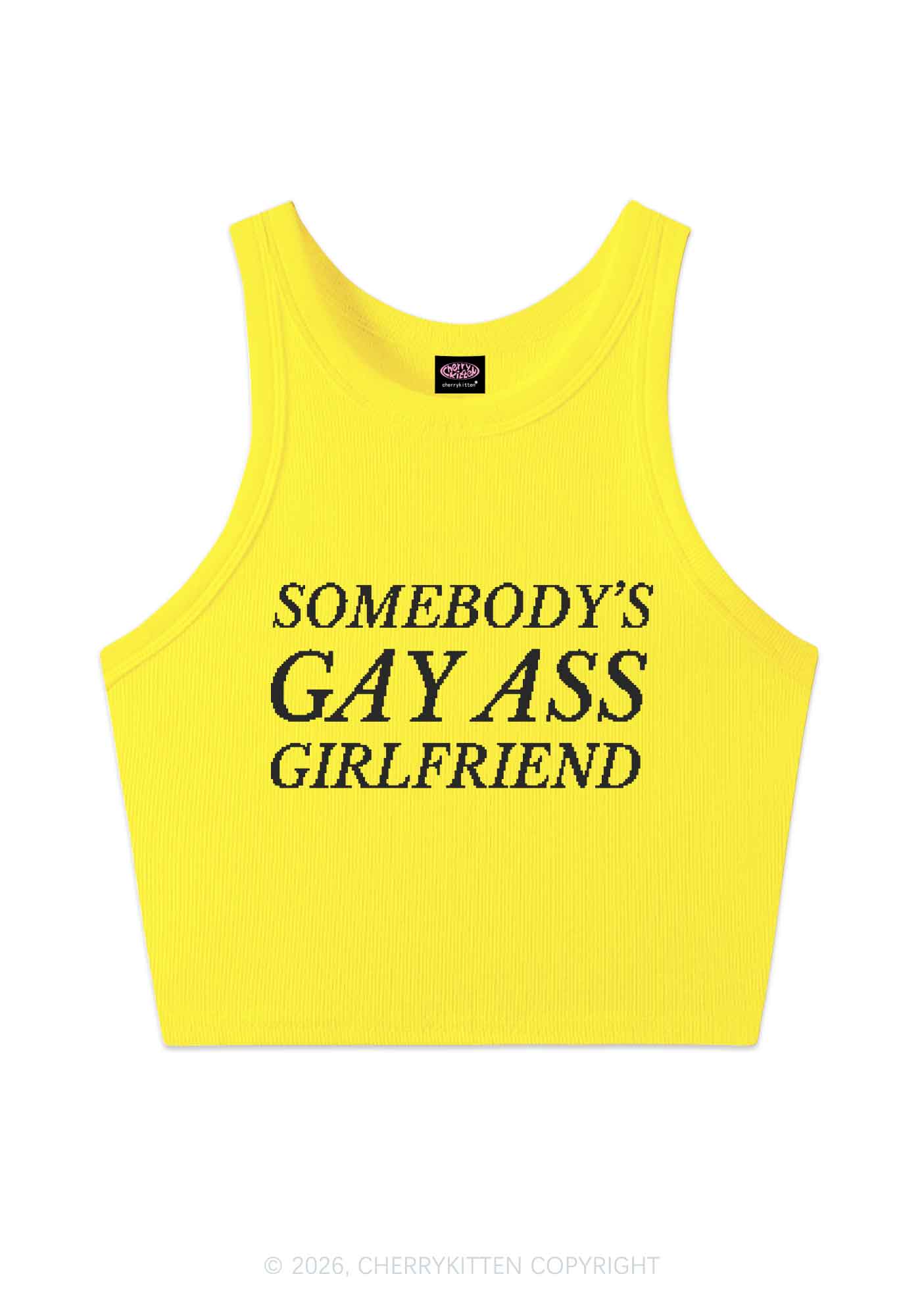 Somebodys Gay Axx Girlfriend Pride Y2K Crop Tank Top Cherrykitten