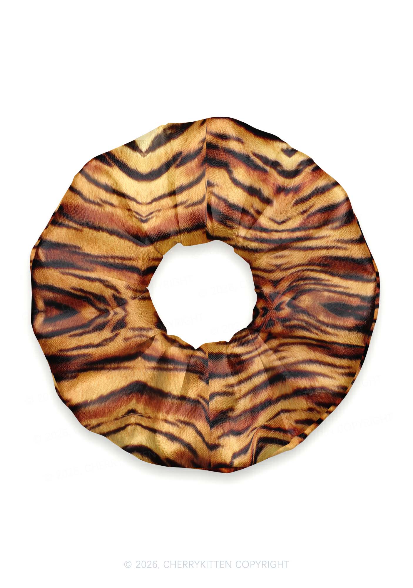 Brown Tiger Stripe Y2K Hair Scrunchie Cherrykitten