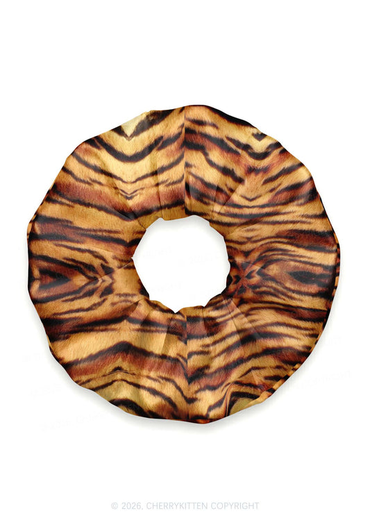 Brown Tiger Stripe Y2K Hair Scrunchie Cherrykitten