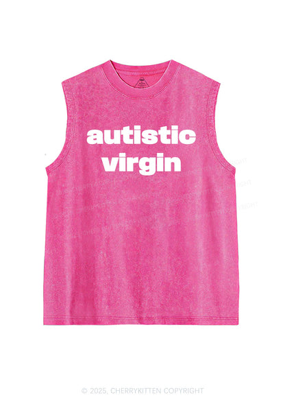 Autistic Virgin Y2K Washed Muscle Tank Cherrykitten