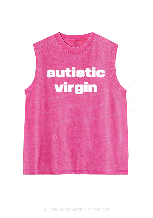 Autistic Virgin Y2K Washed Muscle Tank Cherrykitten