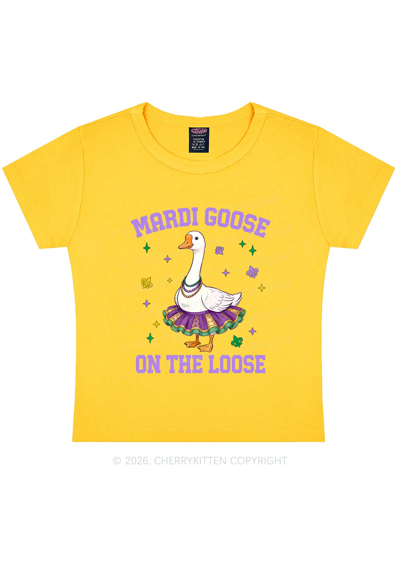 Mardi Gras Goose Y2K Baby Tee Cherrykitten