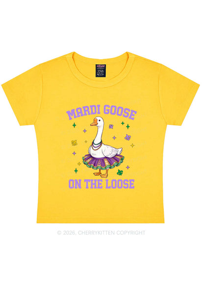 Mardi Gras Goose Y2K Baby Tee Cherrykitten
