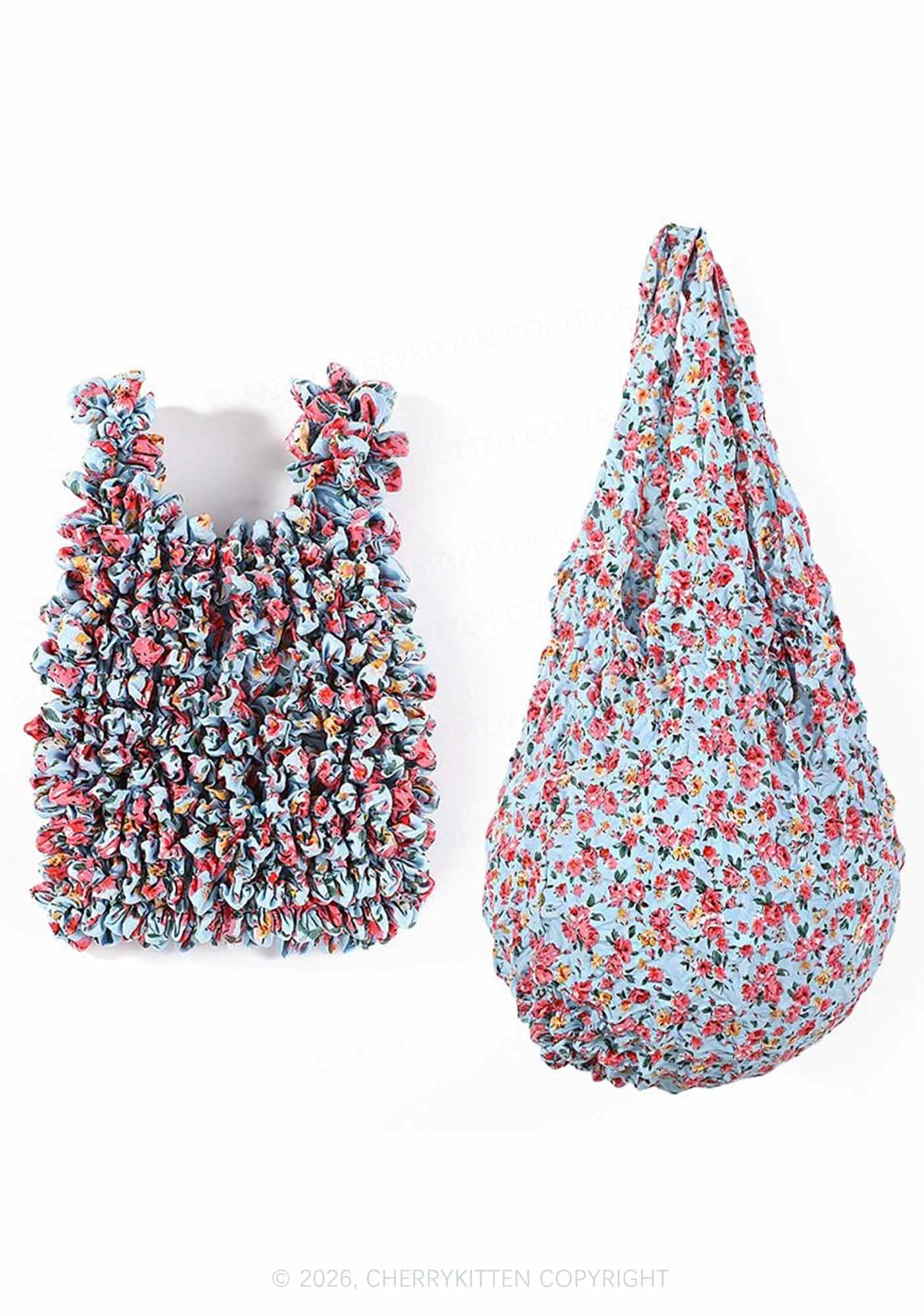 Floral Ruffle Stretchable Magic Handbag Y2K Tote Bags Cherrykitten