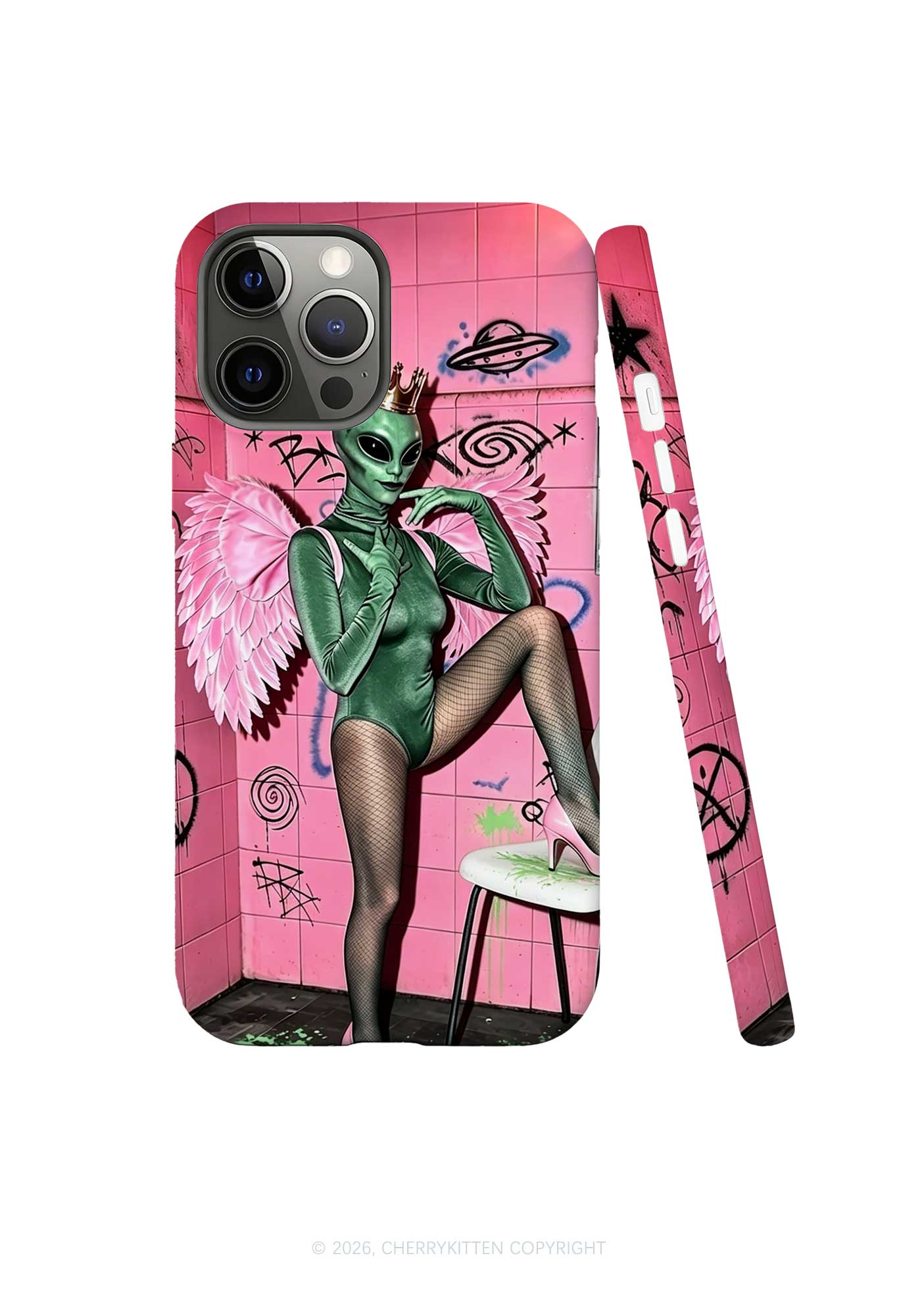 Alien Angel Graffiti Wall Y2K Phone Case Cherrykitten