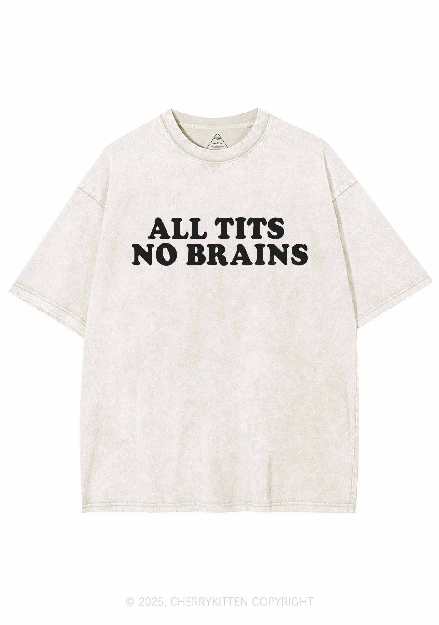 All Txts No Brains Y2K Shirts Washed Tee Cherrykitten