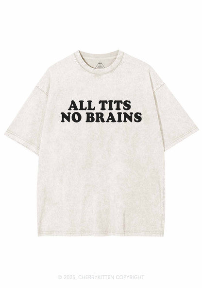 All Txts No Brains Y2K Shirts Washed Tee Cherrykitten