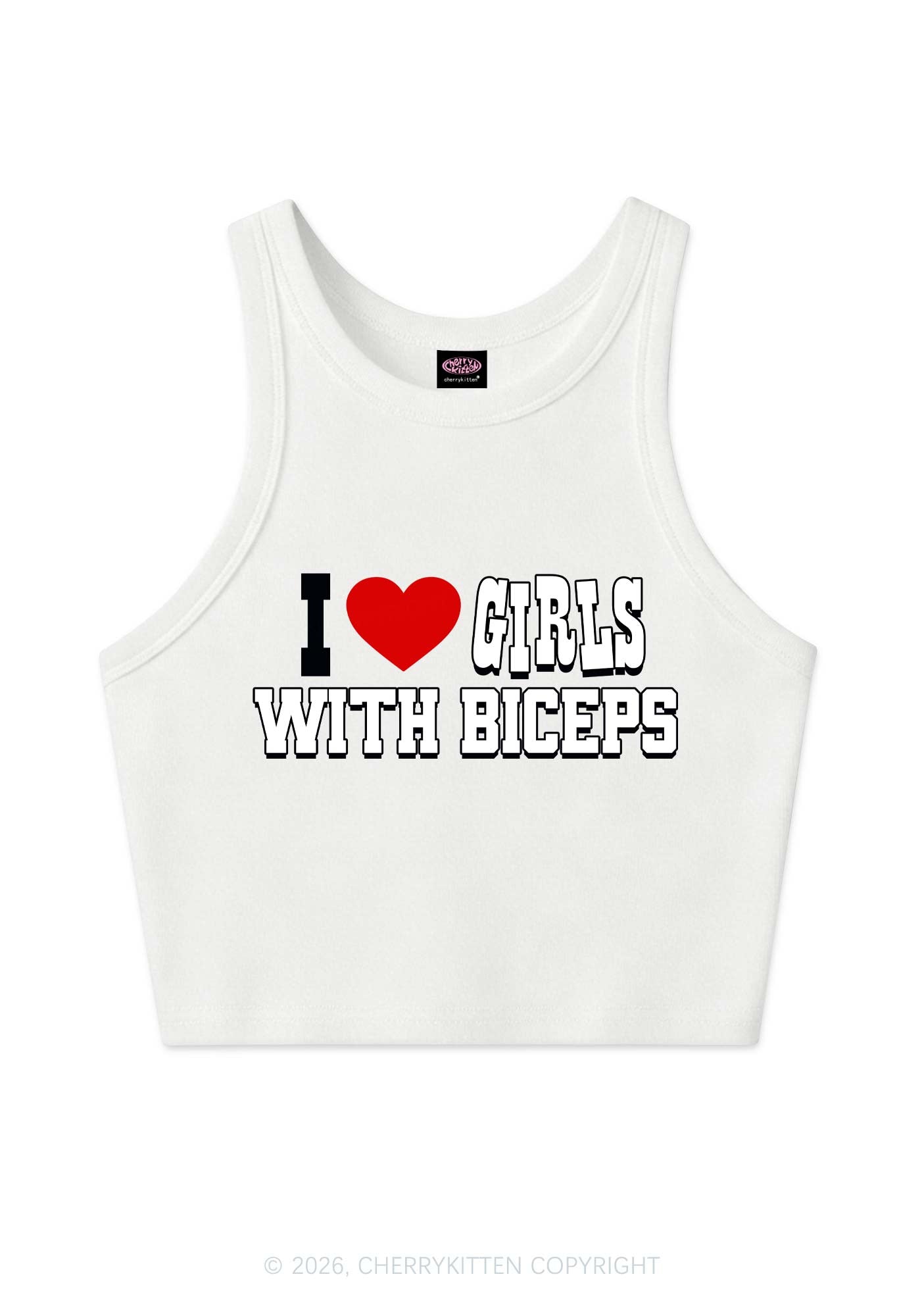 I Love Girls With Biceps Y2K Crop Tank Top Cherrykitten
