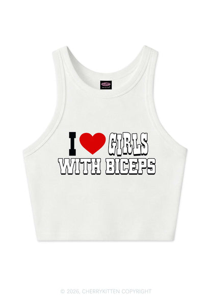I Love Girls With Biceps Y2K Crop Tank Top Cherrykitten