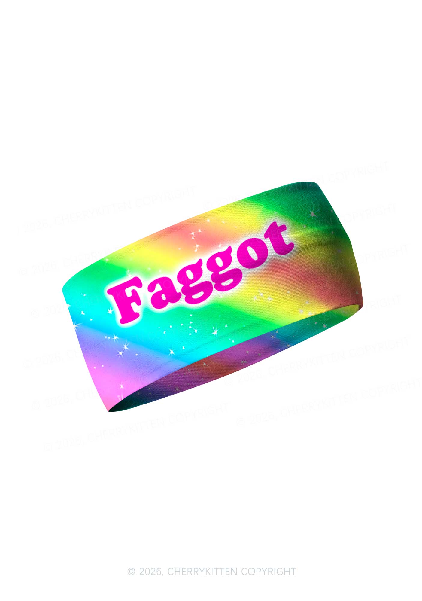 Rainbow Slide Faggot Pride Y2K Print Headband Cherrykitten