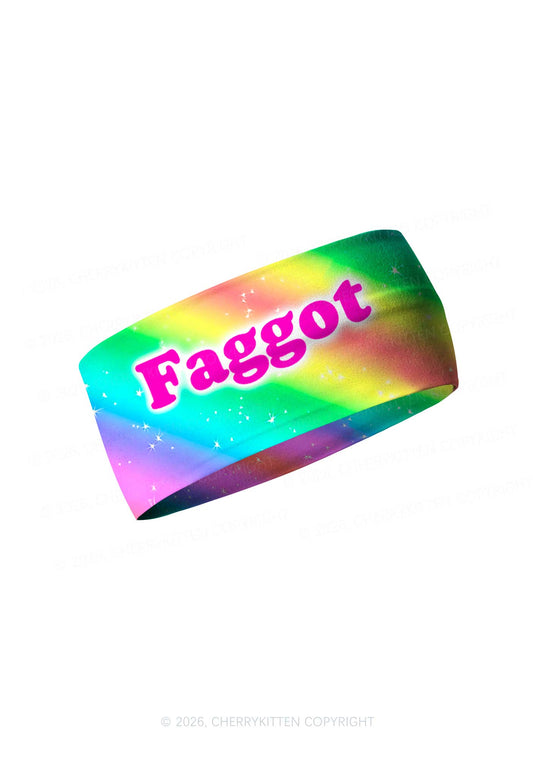 Rainbow Slide Faggot Pride Y2K Print Headband Cherrykitten
