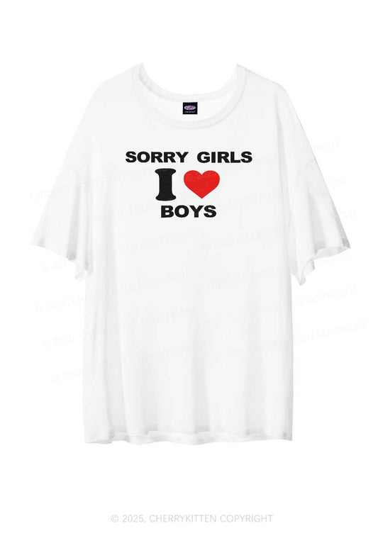 Sorry Girls I Love Boys Pride Y2K Sheer Boyfriend Tee Cherrykitten