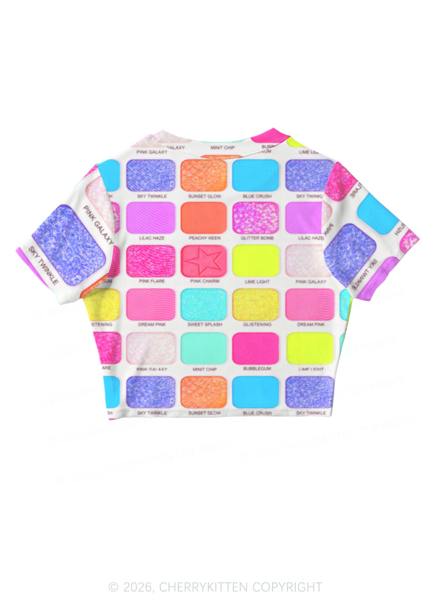 Faux Eyeshadow Palette Y2K Mesh Crop Top Cherrykitten