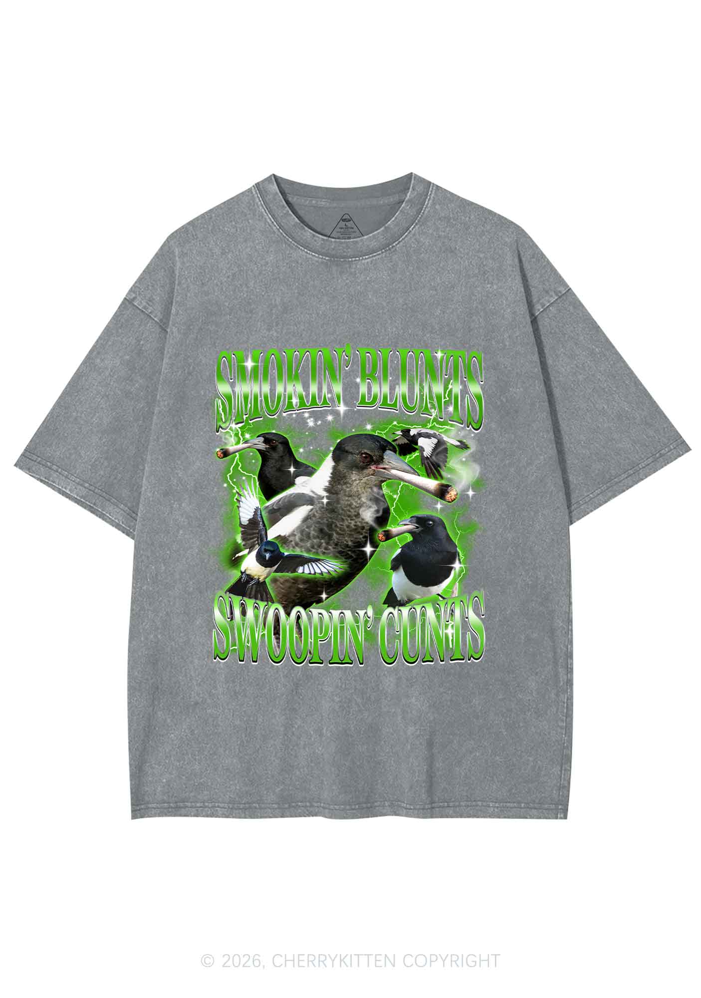 Smokin Blunts Swoopin Cxxts Y2K Shirts Washed Tee Cherrykitten