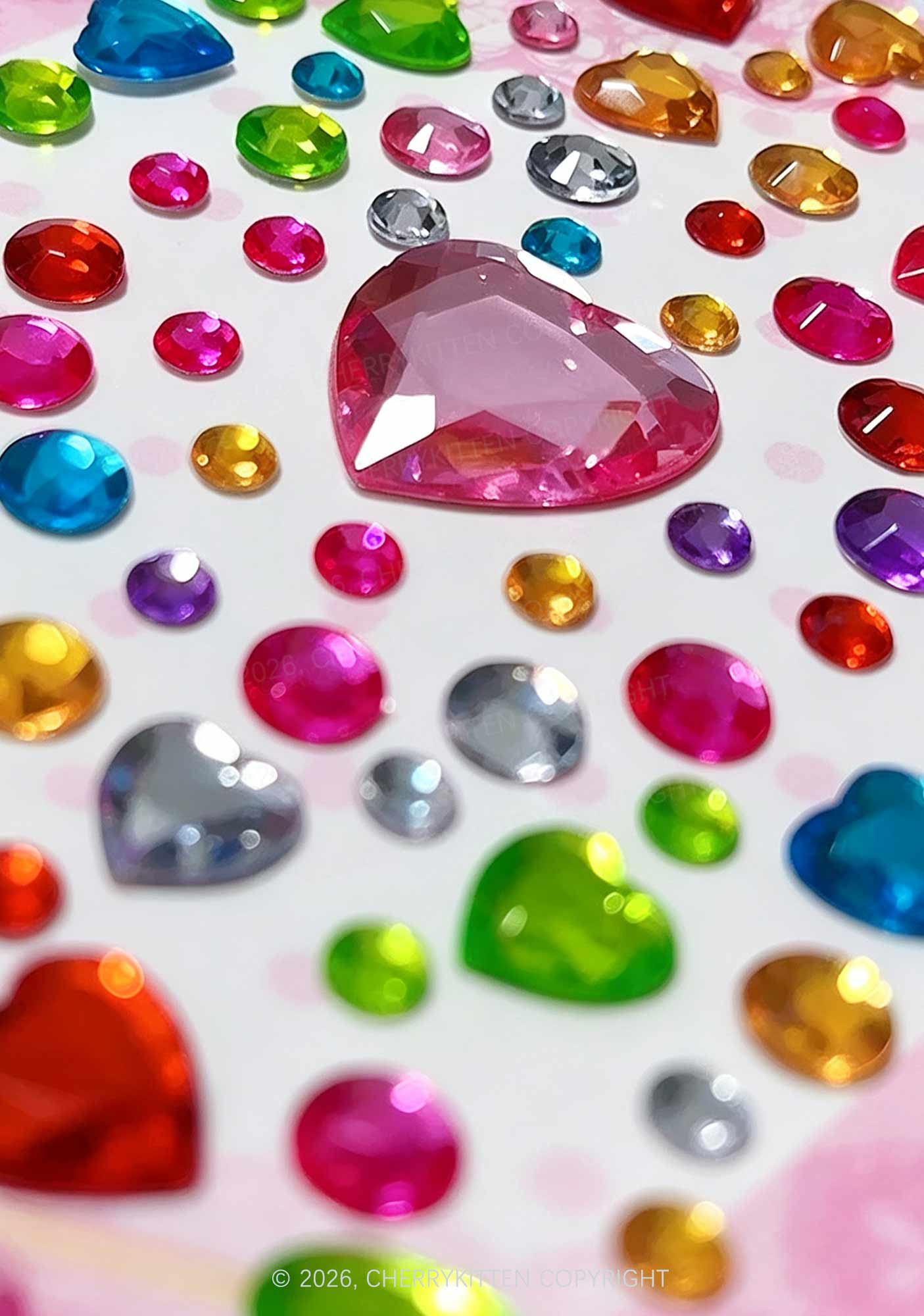 1pc Multicolor Rhinestone Y2K Face Sticker Cherrykitten
