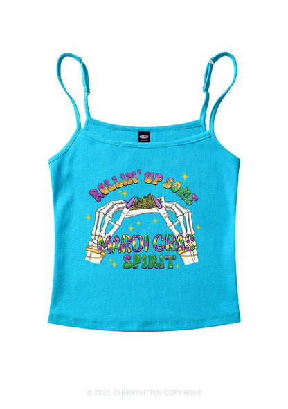 Rollin Up Mardi Gras Spirit Y2K Spaghetti Strap Cami Cherrykitten