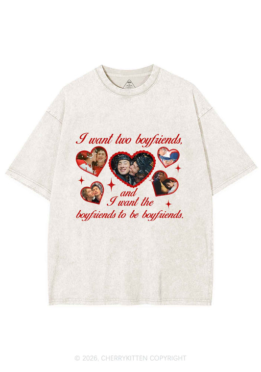 I Want Two Boyfriends HR Y2K Shirts Washed Tee Cherrykitten