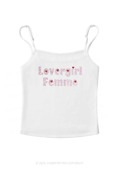Rhinestone Lovergirl Femme Y2K Spaghetti Strap Cami Cherrykitten