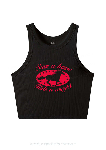 Star Horse Cowgirl Pride Y2K Crop Tank Top Cherrykitten