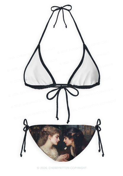 Victorian Sapphic Pride Y2K Print Bikini Set Cherrykitten