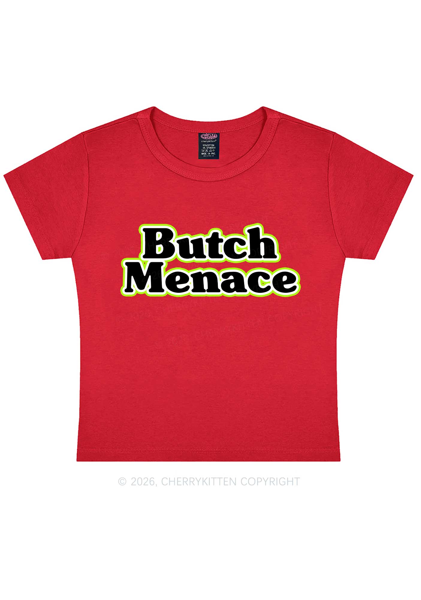 Butch Menace Pride Y2K Baby Tee Cherrykitten
