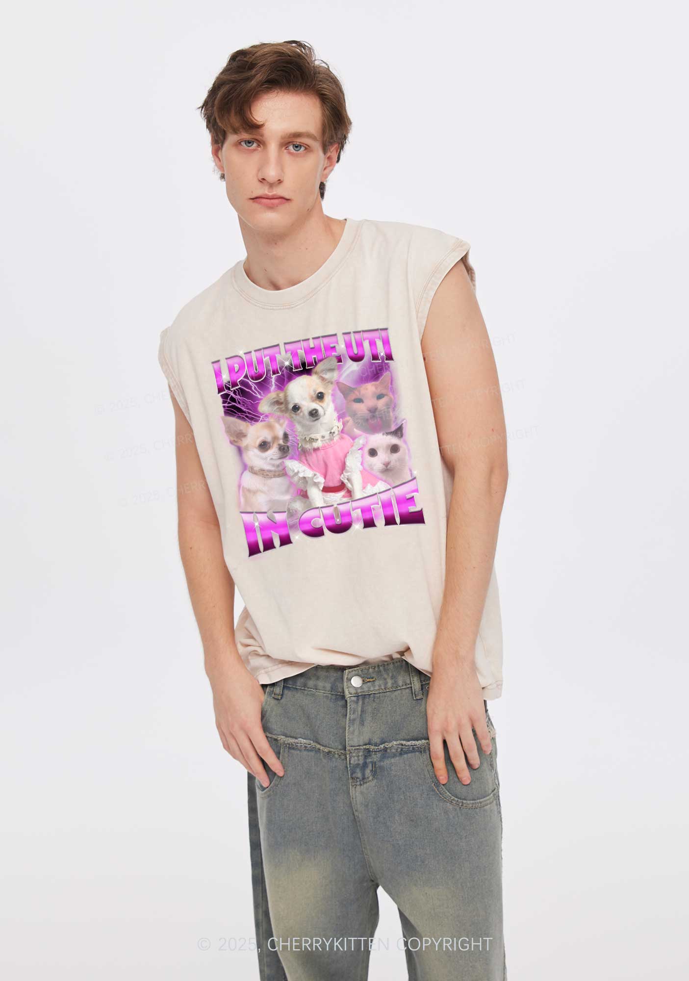 Put UTI In Cutie Y2K Washed Muscle Tank Cherrykitten