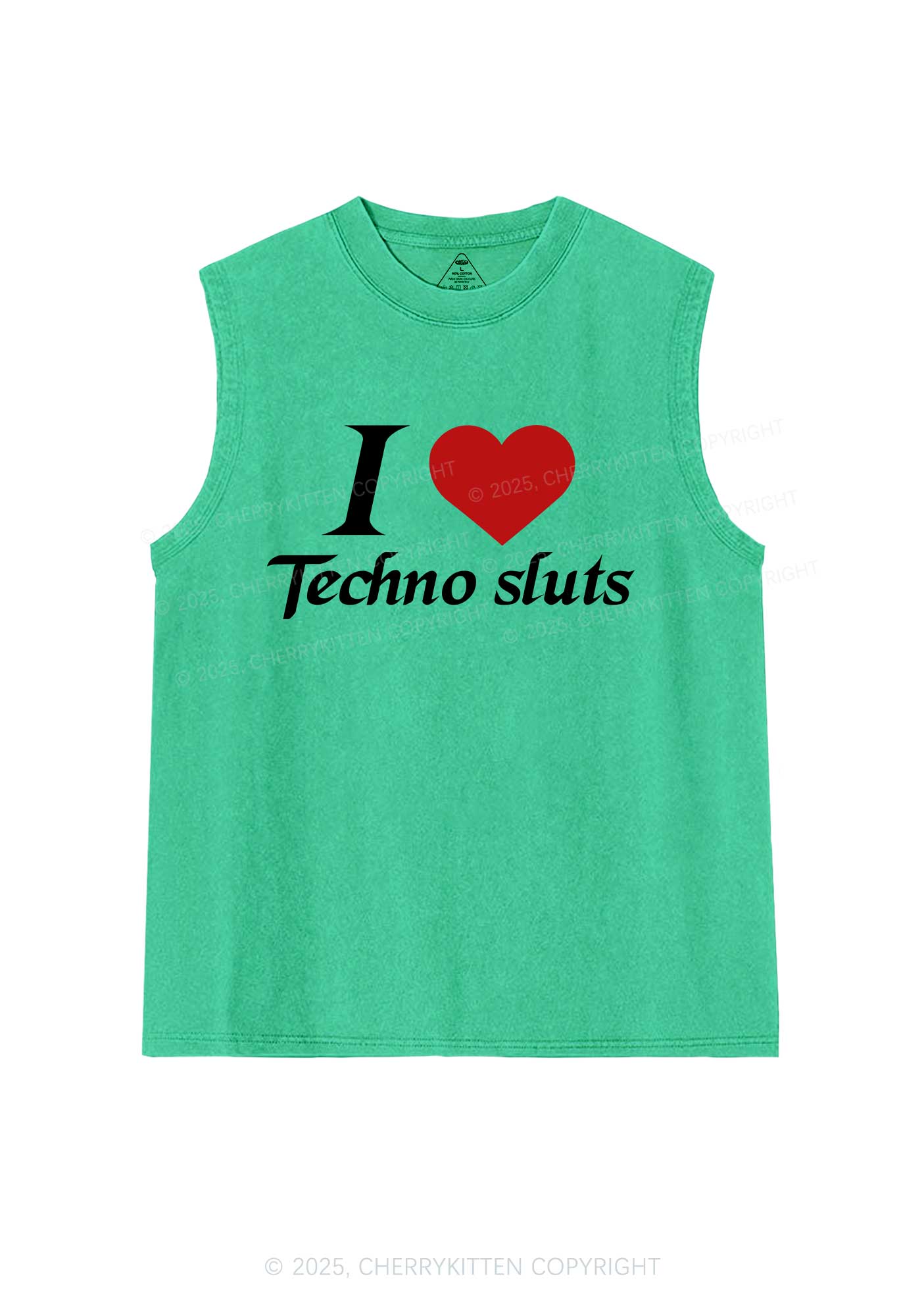 I Love Techno Slxts Y2K Washed Muscle Tank Cherrykitten