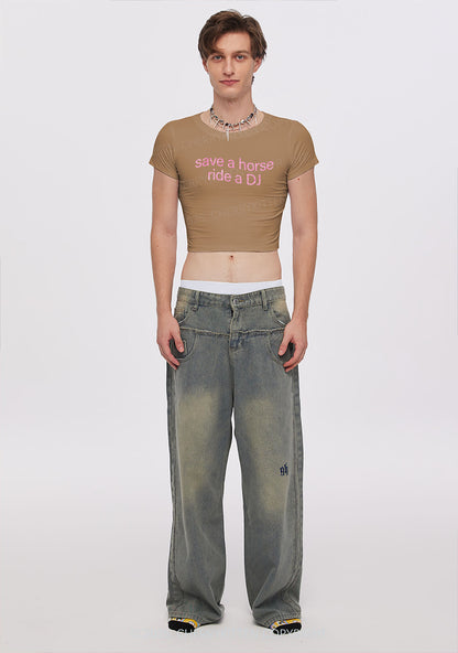 Glitter Ride A DJ Y2K Baby Tee Cherrykitten