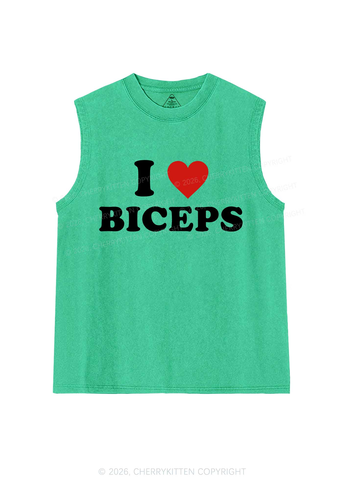 I Love Biceps Valentine's Day Y2K Washed Muscle Tank Cherrykitten