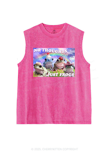 No Thoughts Just Frogs Y2K Washed Muscle Tank Cherrykitten