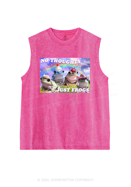 No Thoughts Just Frogs Y2K Washed Muscle Tank Cherrykitten