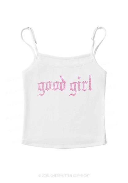 Rhinestone Good Girl Y2K Spaghetti Strap Cami Cherrykitten