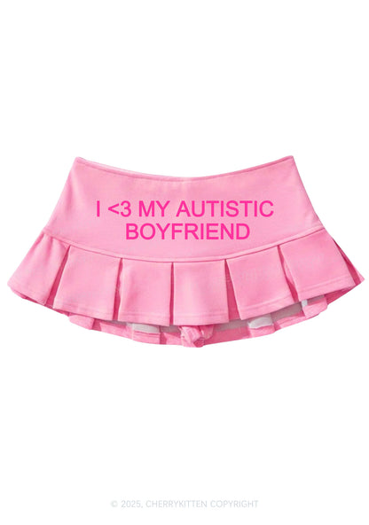 I Love My Autistic BF Valentine's Day Y2K Mini Pleated Skirts Cherrykitten