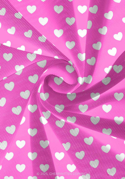 White Heart On Pink Valentine's Day Y2K Print Mini Layered Skirt Cherrykitten