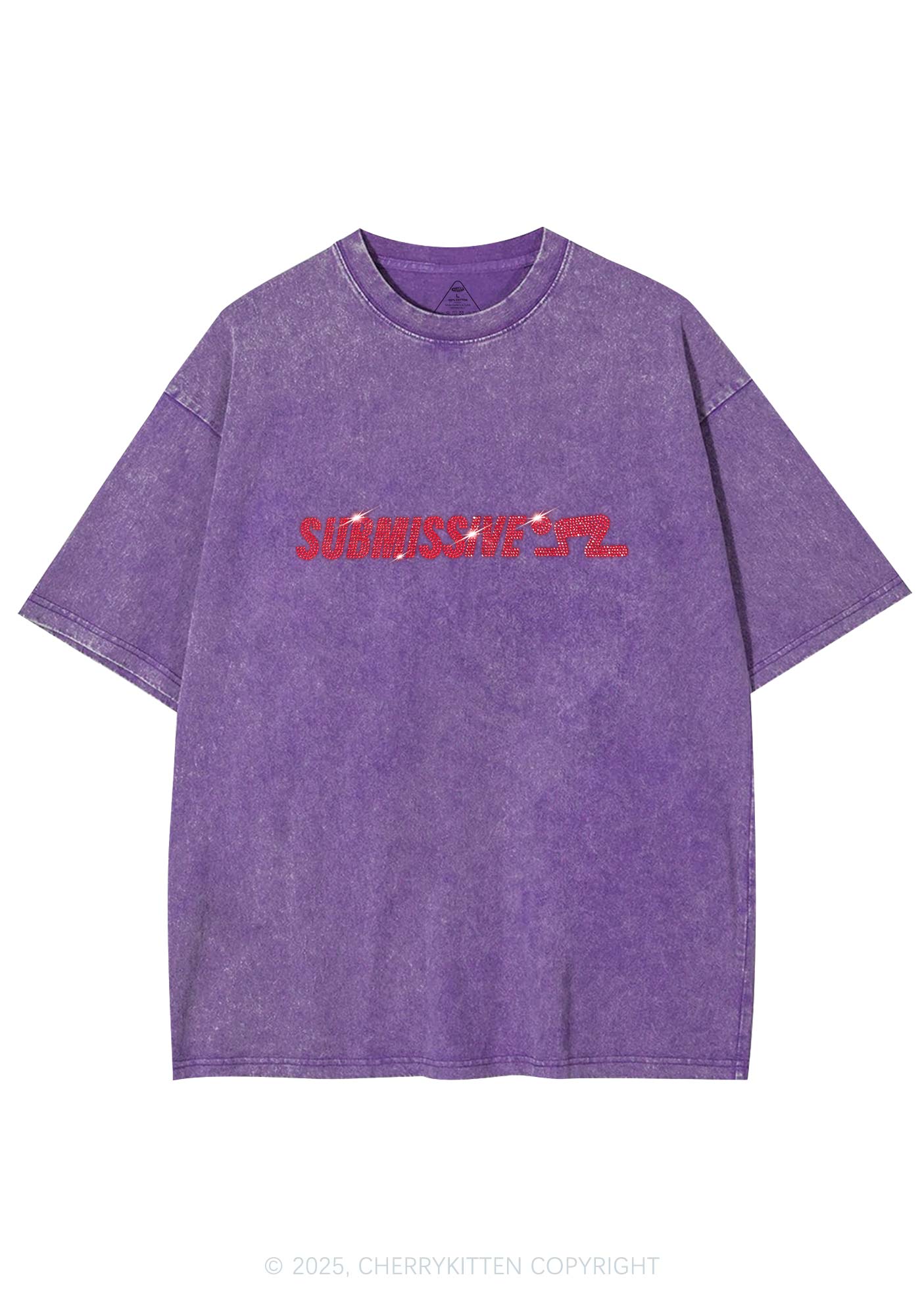Rhinestone Submissive Man Y2K Shirts Washed Tee Cherrykitten