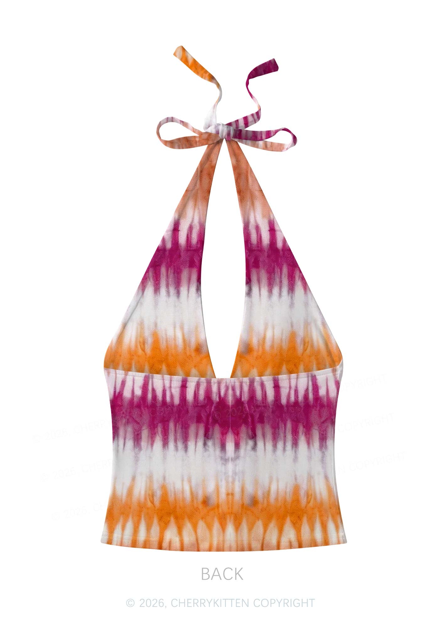 Lesbian Tie Dye Pride Y2K Print Halter Deep V Neck Cami Cherrykitten