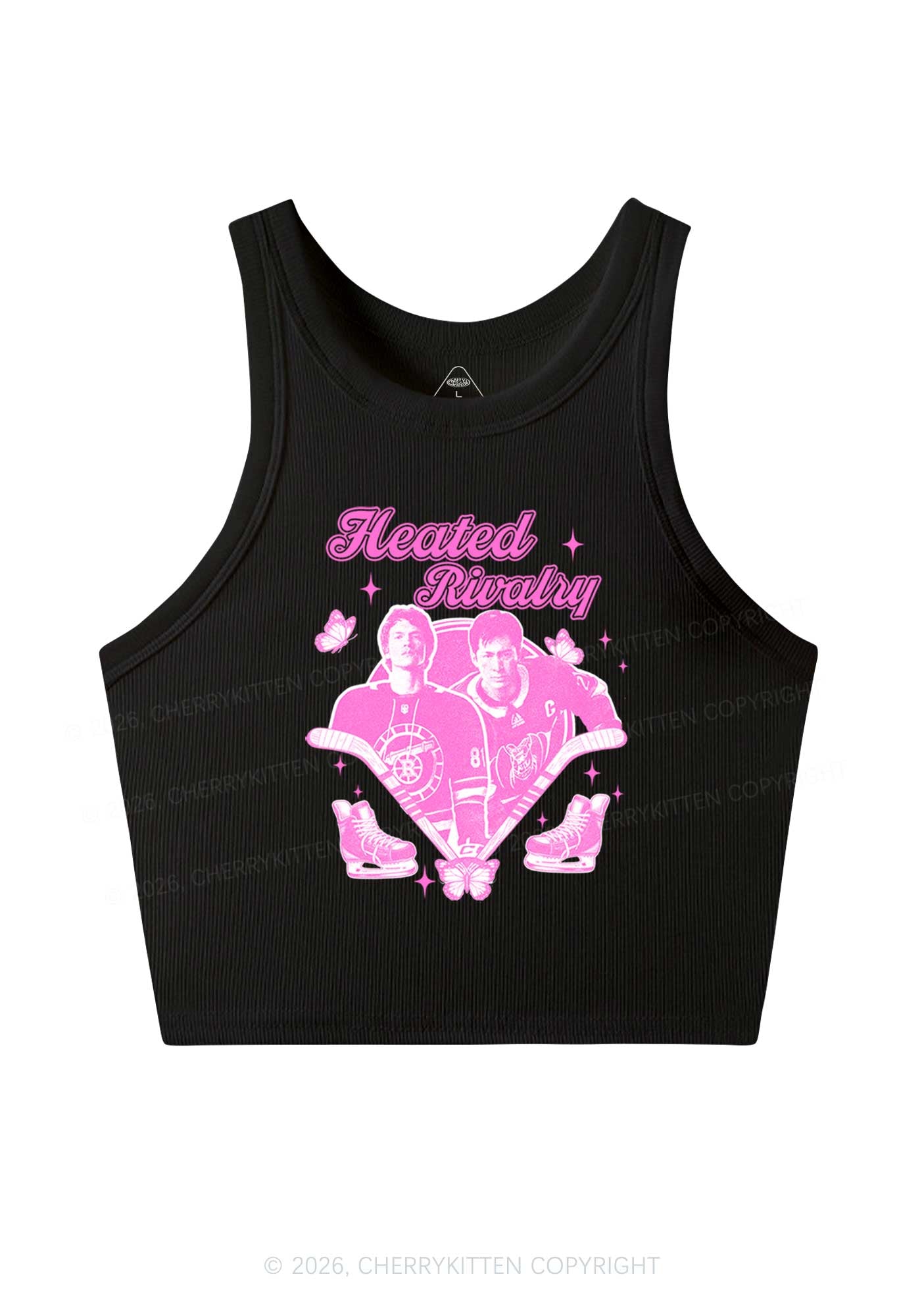 Retro Hockey Elements Y2K Crop Tank Top Cherrykitten