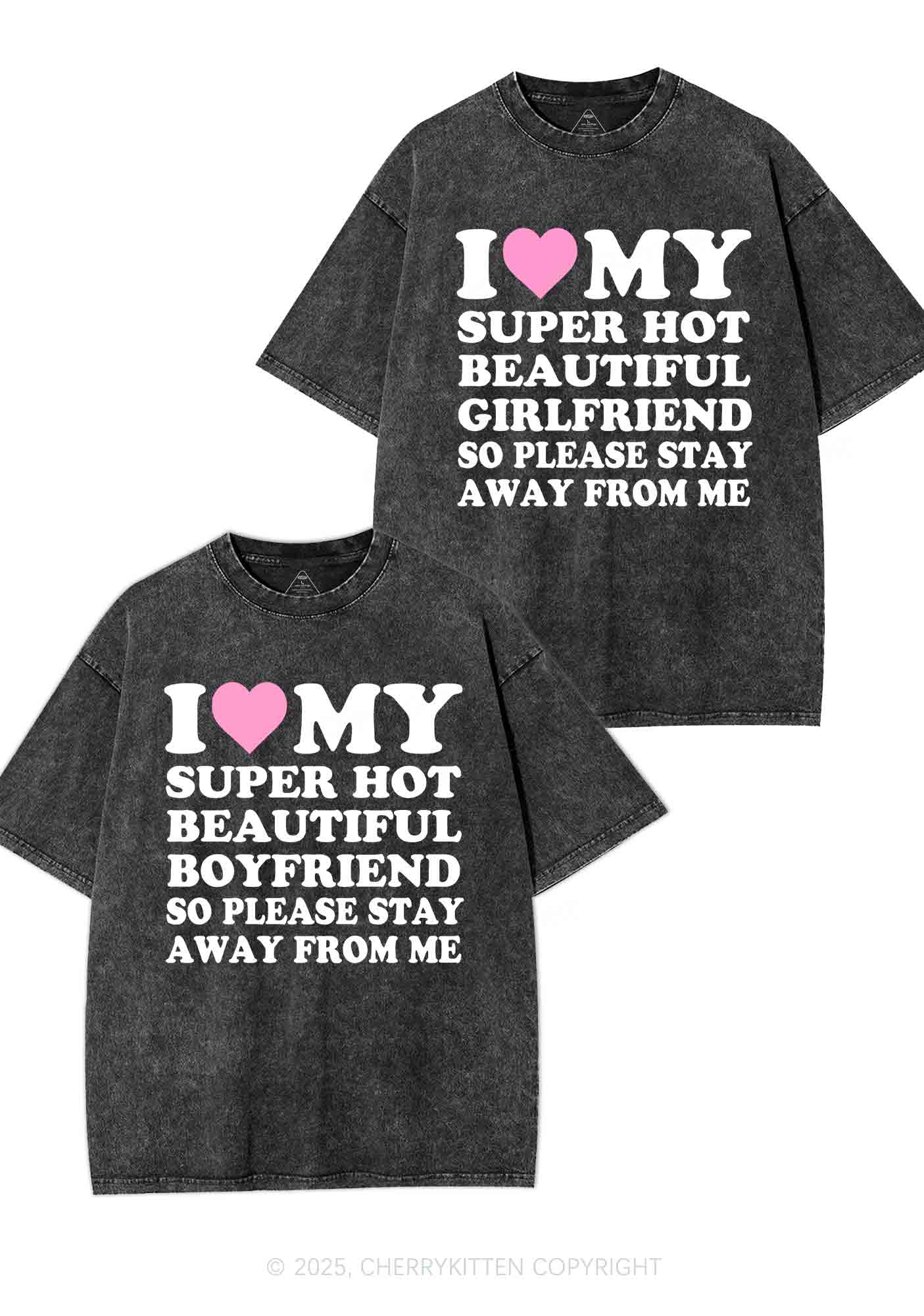 My Super Hot BF GF Y2K Valentine's Day Washed Tee Cherrykitten
