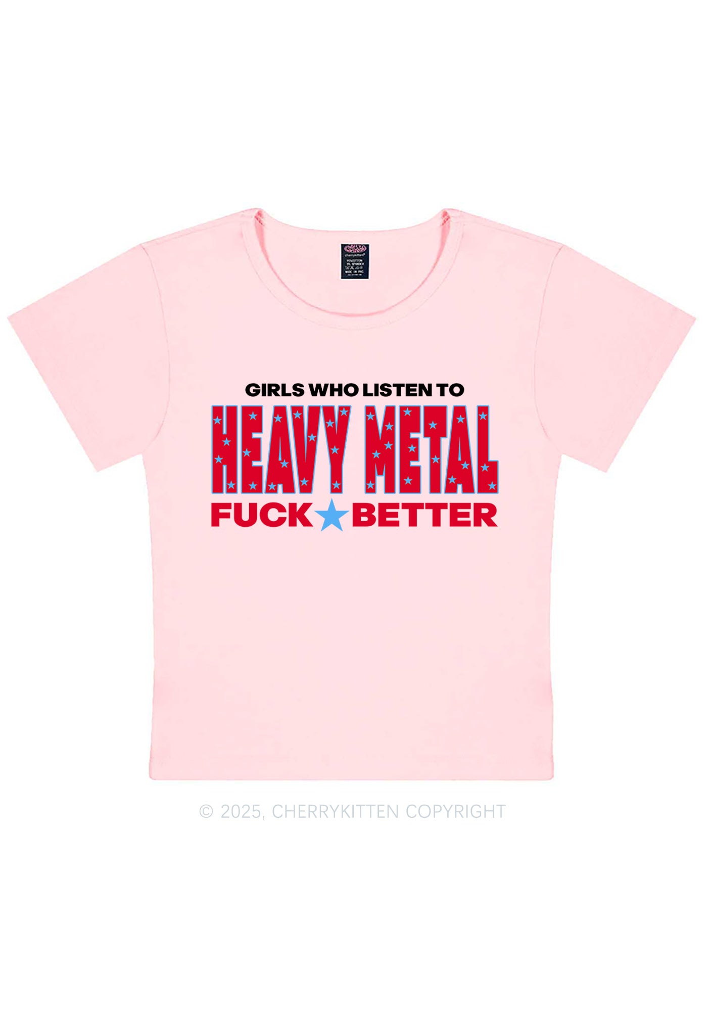 Girls Listen Heavy Metal Y2K Baby Tee Cherrykitten