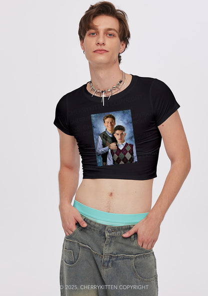 Custom Step Brothers Portrait Y2K Baby Tee Cherrykitten