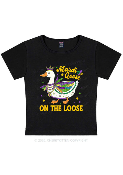 Mardi Goose On The Loose Y2K Baby Tee Cherrykitten