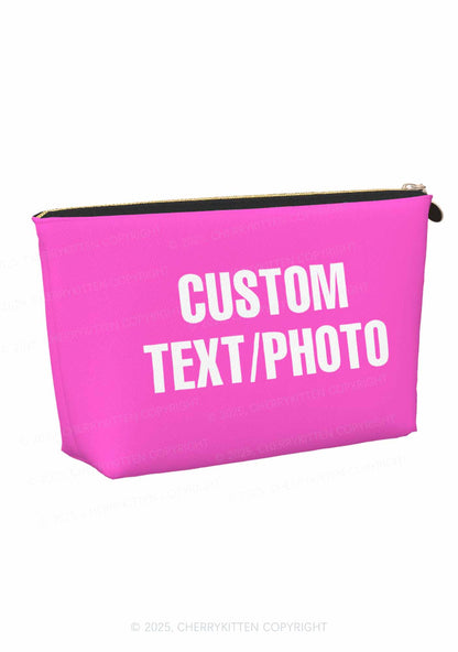 Custom Photo Y2K Leather Makeup Bag Cherrykitten