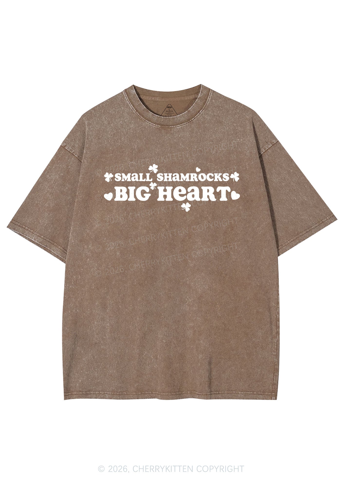 Small Shamrocks Big Heart St Patricks Y2K Shirts Washed Tee Cherrykitten