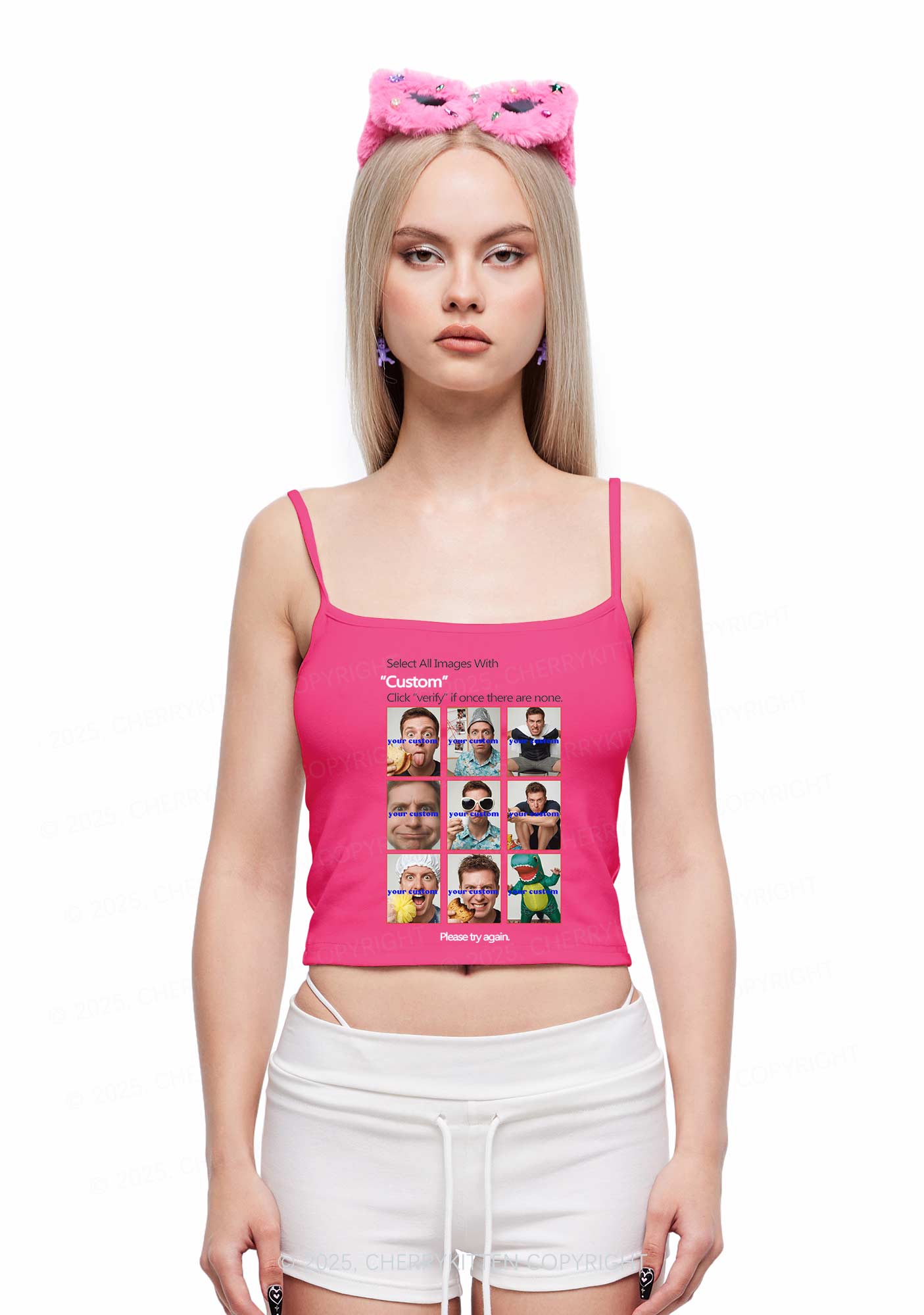 Custom Photo Verification Code Y2K Spaghetti Strap Cami Cherrykitten