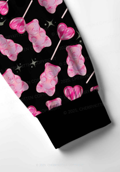 Lollipops Gummies Valentine's Day Y2K Print Long Sleeve Pajama Set Cherrykitten