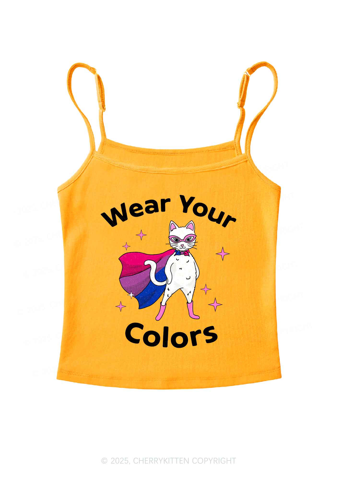Bisexual Flag Cat Pride Y2K Spaghetti Strap Cami Cherrykitten