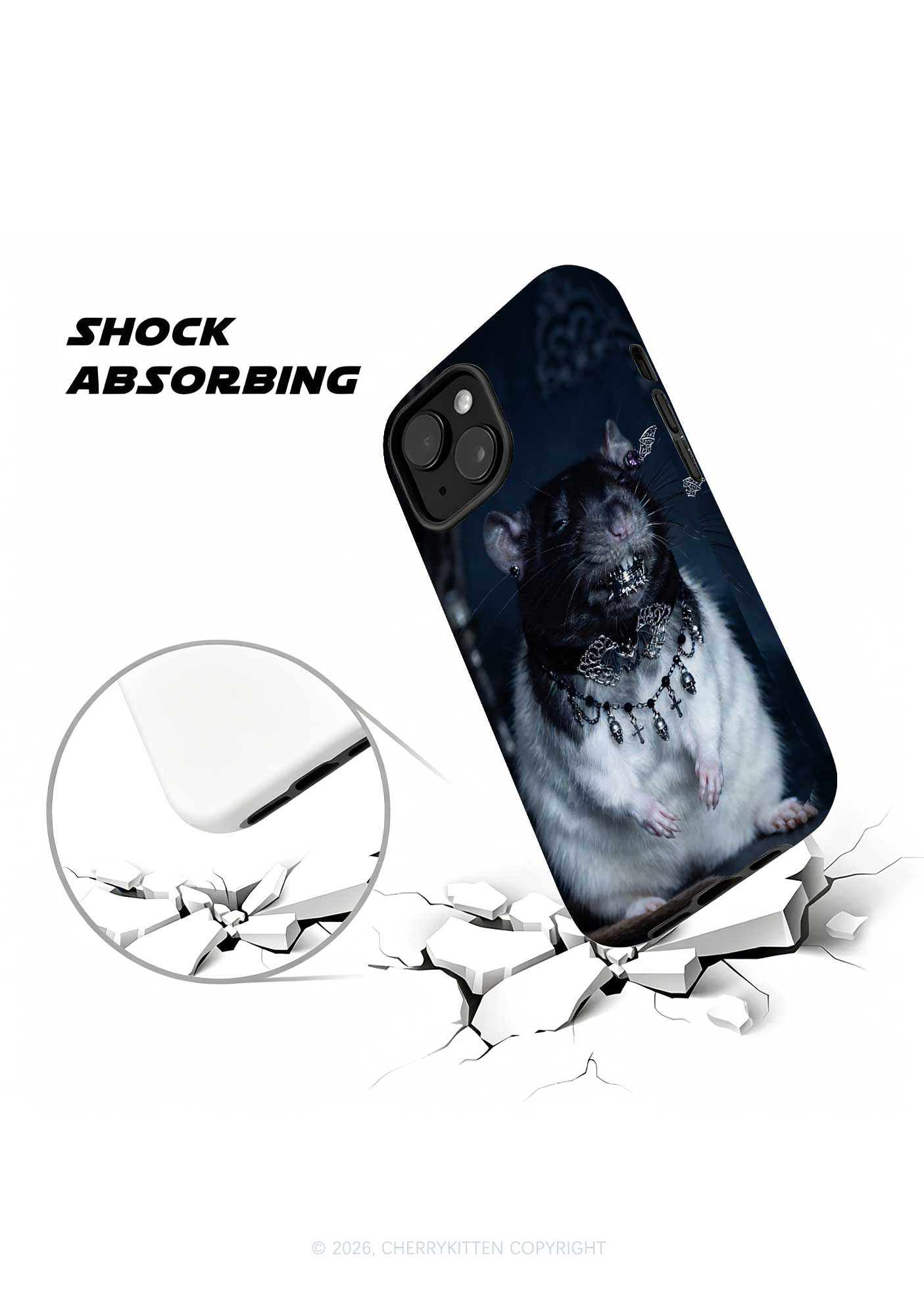 Gothic Jewelry Rat Y2K Phone Case Cherrykitten
