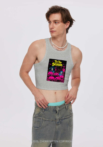 Halloween Tis The Season Skull Y2K Crop Tank Top Cherrykitten